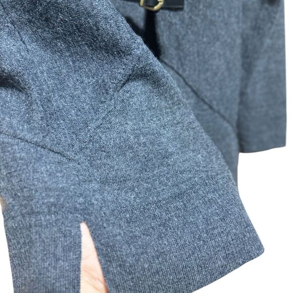 Ellen Tracy Tunic Sweater 100% Merino Wool Cardigan Women Gray Long Sleeve Belt - Picture 14 of 16